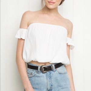Brandy Melville Beccah Off-the-Shoulder White Top